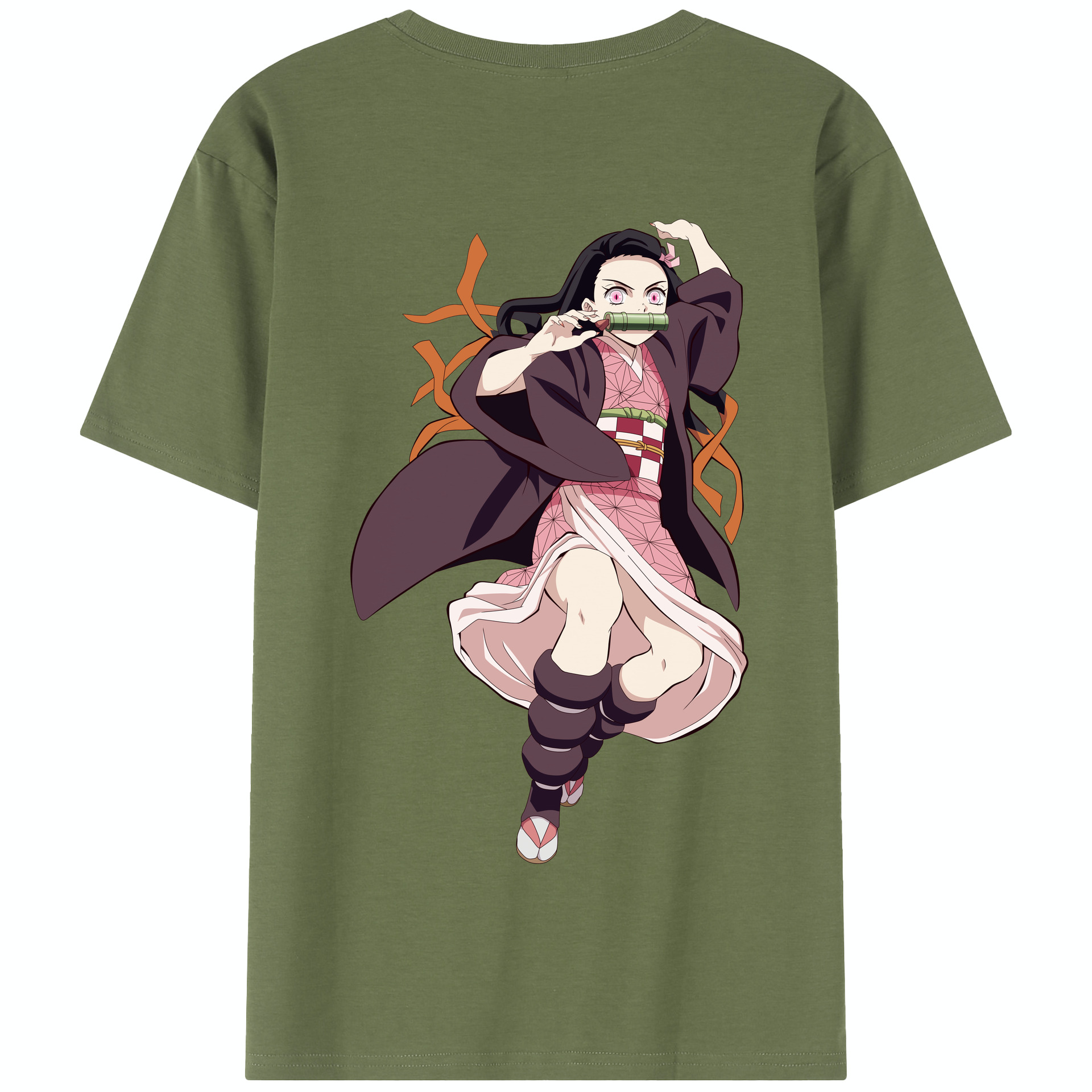 （画像用） 鬼滅の刃（きめつのやいば）竈門 禰󠄀豆子／かまど ねずこ Kamado Nezuko 綿100％半袖Tシャツ（背面プリント）